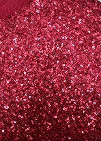 Kısa Kollu Kırmızı Parlak Midi Abiye Elbise - Görsel 2