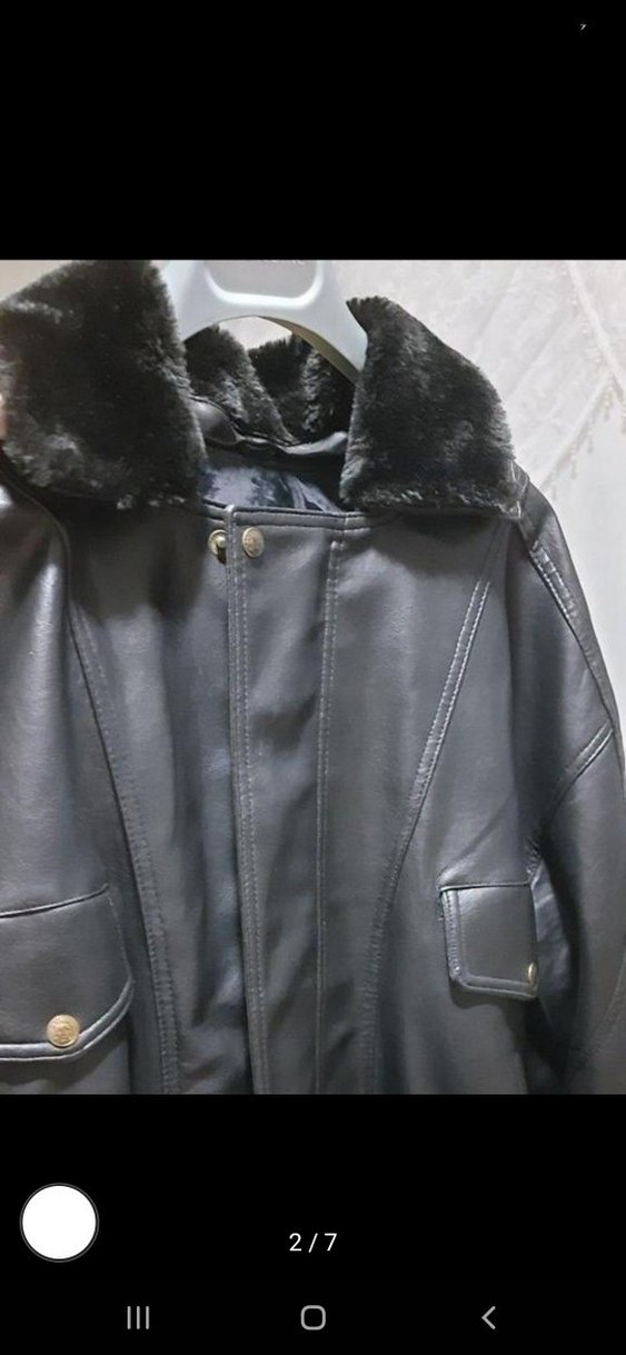 Siyah Kürklü Deri Erkek Ceket - Görsel 2