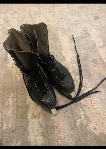 Deri Siyah Bağcıklı Korumalı Buz Pateni - Görsel 4