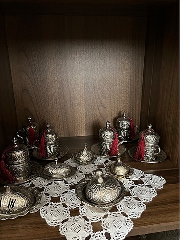 Gümüş kahve ve şekerlik takımı