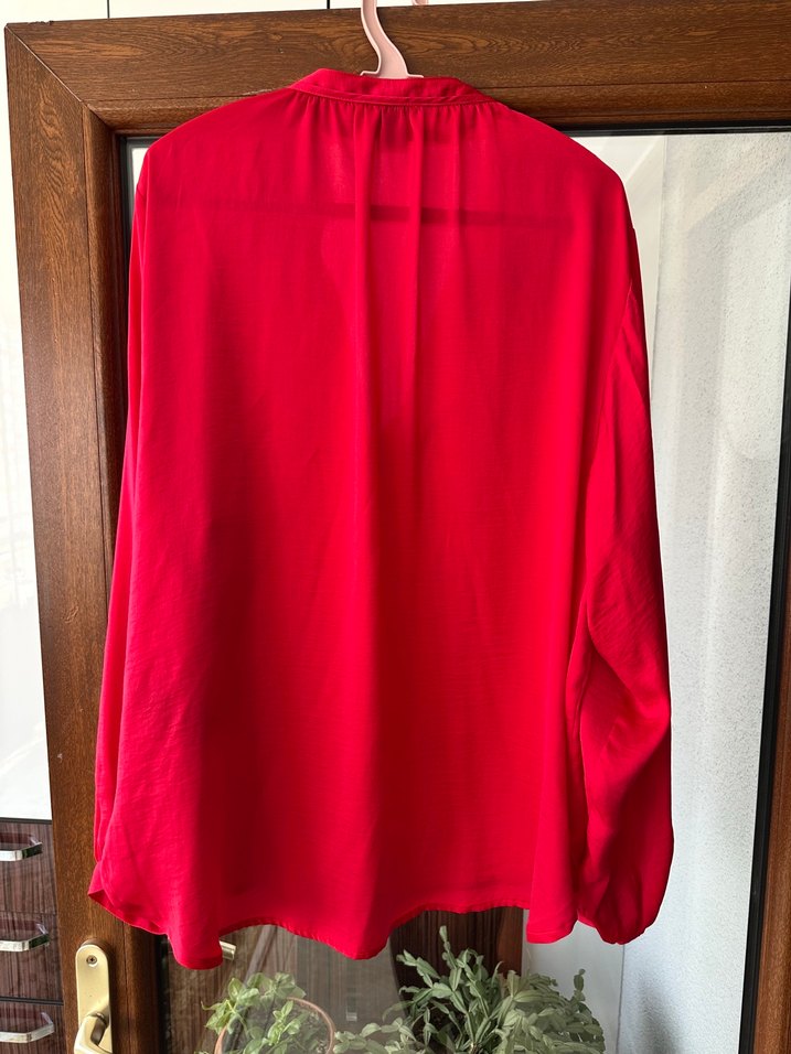 H&M marka nar çiçeği Salaş Saten Bluz - Görsel 2