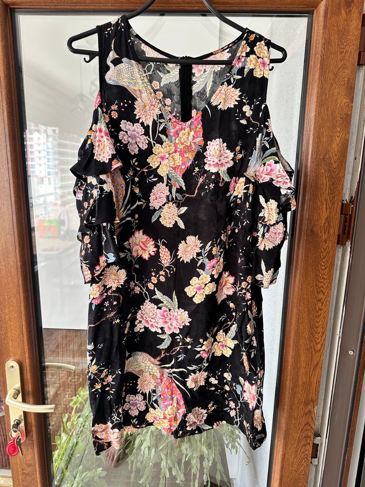 Çiçek Desenli, Askısız, Salaş Midi Elbise - Görsel 2