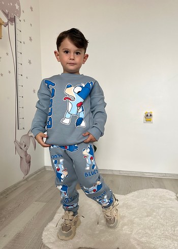 Diğer Mavi Baskılı Erkek Çocuk Eşofman Takımı