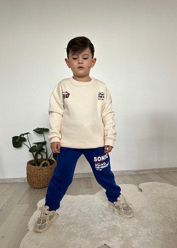 6 Yaş Beden beyaz Renk Beyaz Baskılı Erkek Çocuk Sweatshirt