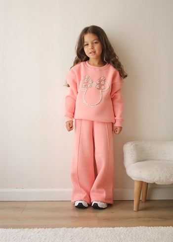 Pembe Kız Çocuk Sweatshirt ve Eşofman Takımı