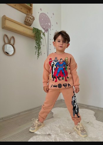 5 Yaş Beden Pembe Baskılı Erkek Çocuk Rahat Sweatshirt