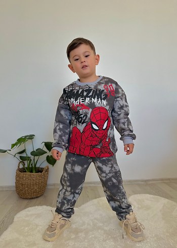 6 Yaş Beden Erkek Çocuk Gri Tie-Dye Eşofman Takımı