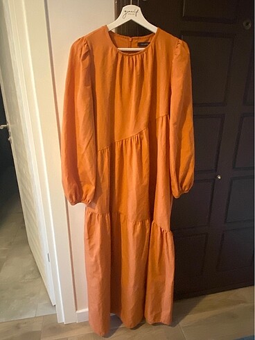 Trendyol & Milla Trendyol Modest Tarçın Büzgü Detaylı Elbise Uzun