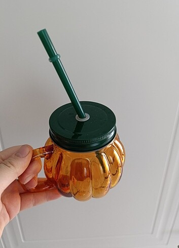 Bal kabaklı pipetli cam bardak kupa