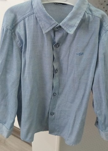 Erkek Çocuk Mavi Keten Gömlek - Görsel 3