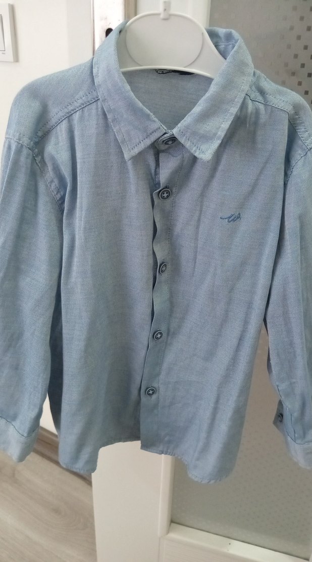 Erkek Çocuk Mavi Keten Gömlek - Görsel 3