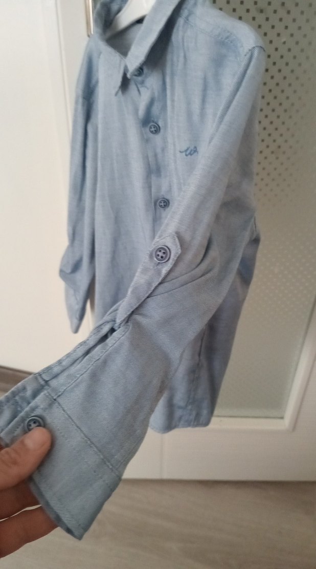 Erkek Çocuk Mavi Keten Gömlek - Görsel 2