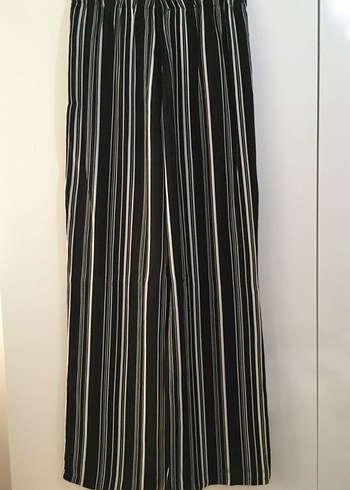 xs Beden siyah Renk Kadın Siyah Beyaz Çizgili Dökümlü Kumaş Pantolon