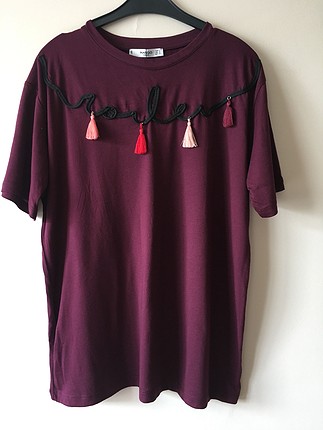 Bordo İşlemeli Tshirt