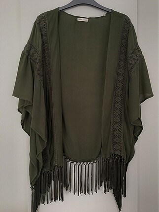 Haki Püsküllü Kimono