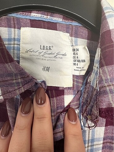 xs Beden H&M Ekose Desenli Kolsuz Gömlek