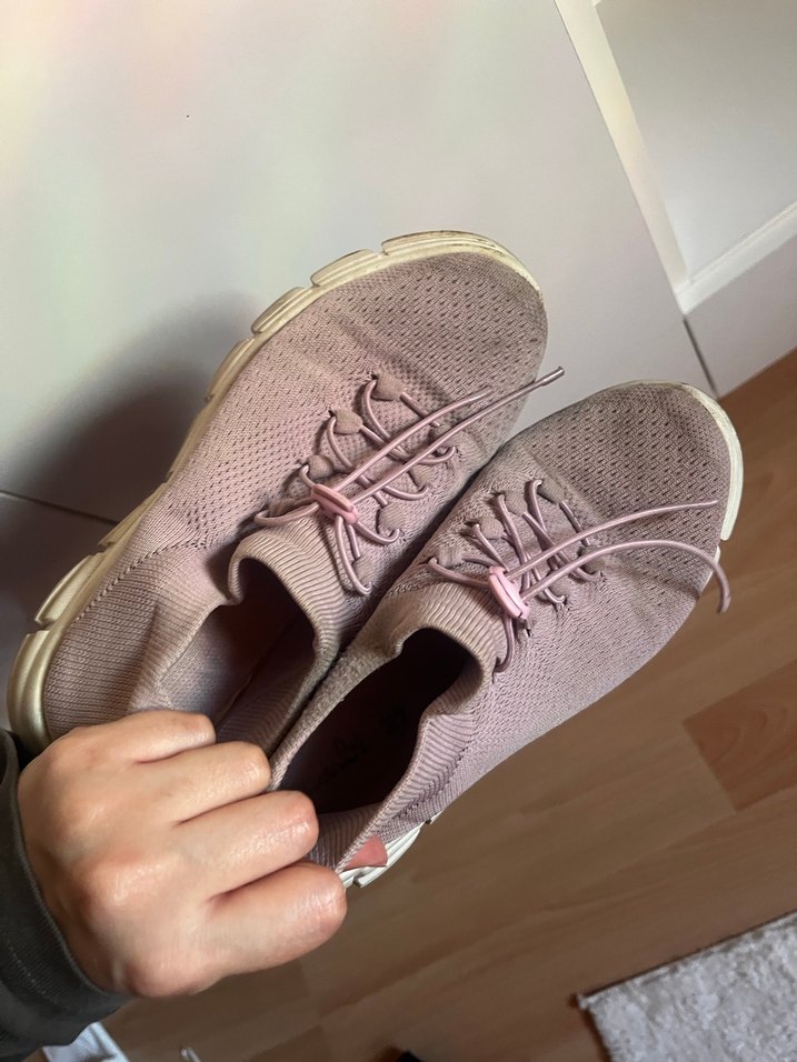 Lila Bağcıklı Bez Spor Ayakkabı - Görsel 5