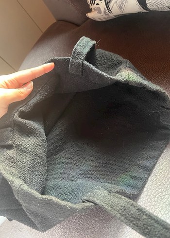 Siyah Kaşe Kumaş Tote Omuz Çantası - Görsel 3