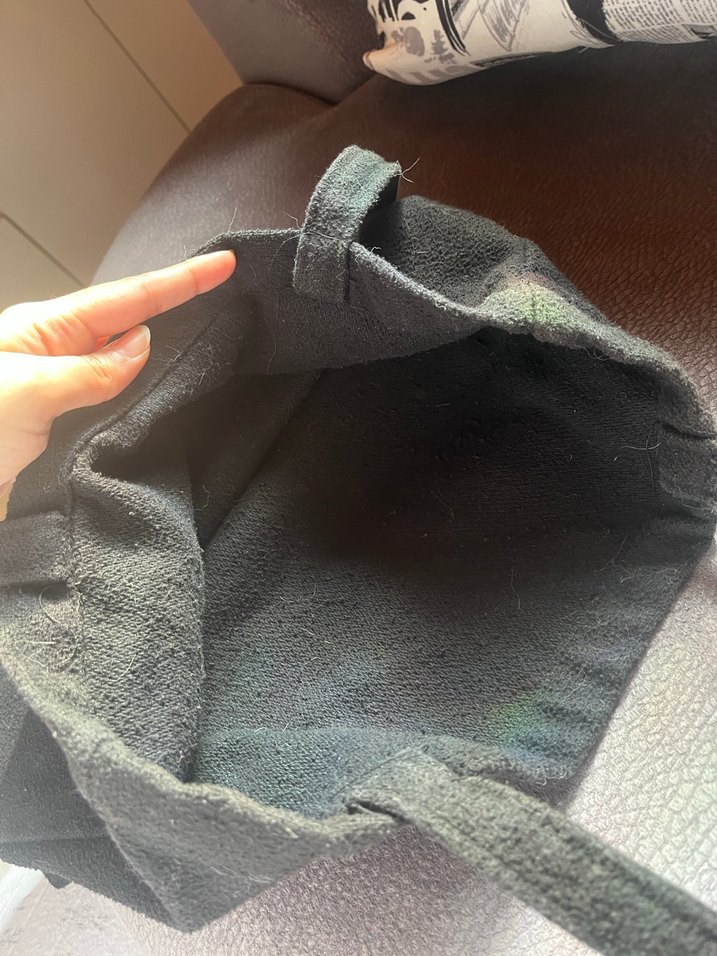 Siyah Kaşe Kumaş Tote Omuz Çantası - Görsel 3