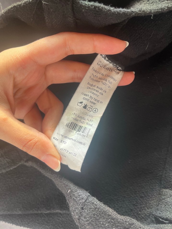 Siyah Kaşe Kumaş Tote Omuz Çantası - Görsel 4