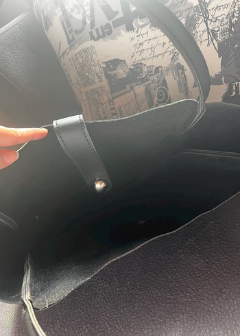 Siyah Deri Tokalı Kadın Çanta - Görsel 5