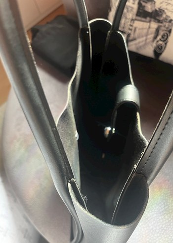 Siyah Deri Tokalı Kadın Çanta - Görsel 4