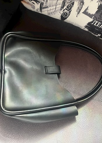 Siyah Deri Tokalı Kadın Çanta - Görsel 2