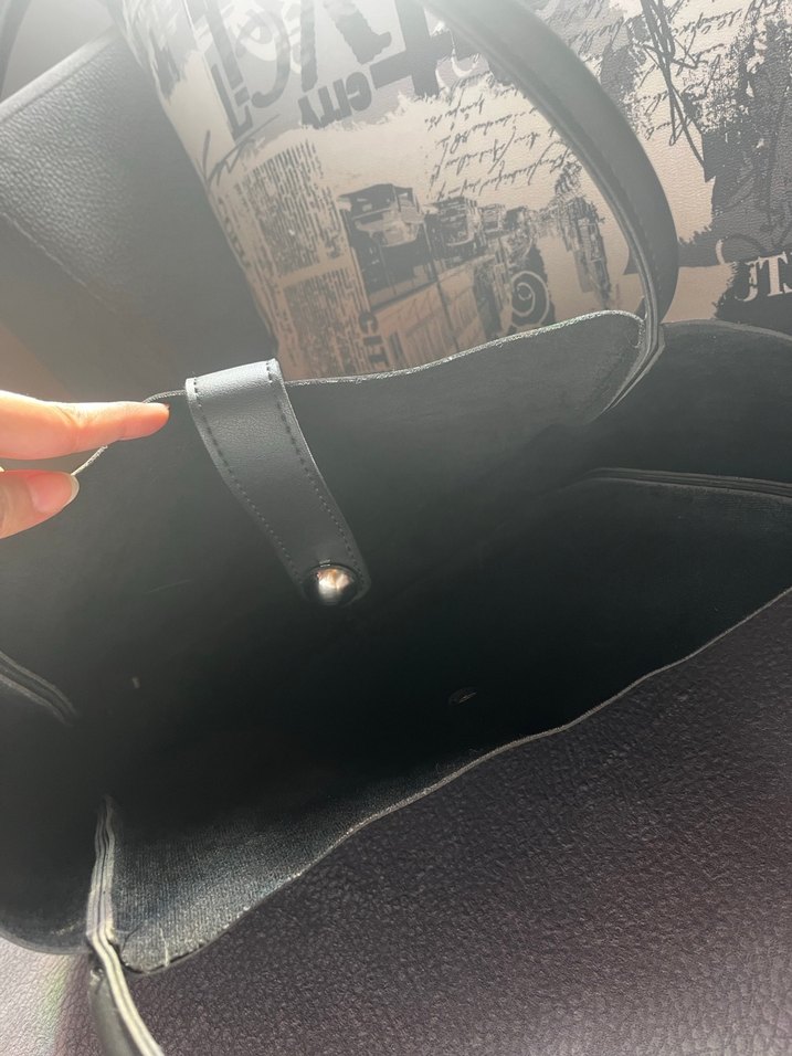 Siyah Deri Tokalı Kadın Çanta - Görsel 5