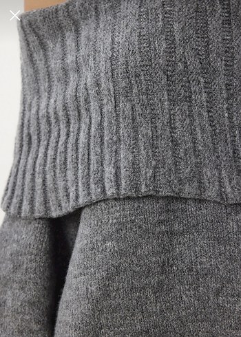 Gri Kayık Yaka Örgü Kadın Kazak - Görsel 5
