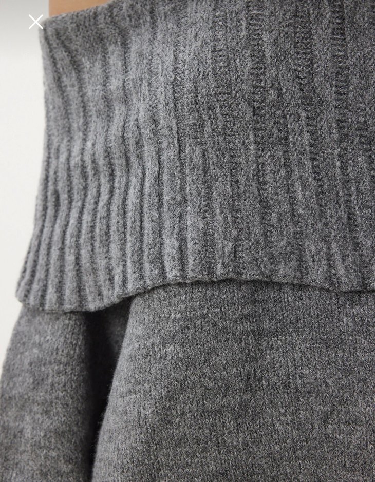 Gri Kayık Yaka Örgü Kadın Kazak - Görsel 5