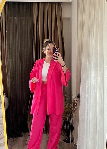 l Beden mavi Renk Bürümcük Kumaş Kimono Takim