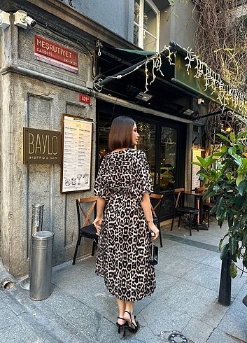 xl Beden Beli Lastikli Leopar Desen ElbiseÜrün Uzunluk: 125cm (1-3 cm ara