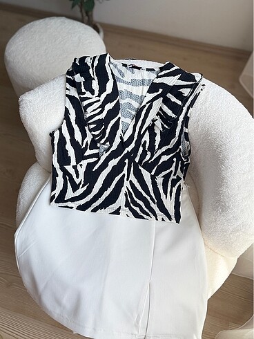 s Beden Zebra Desen Bluz
