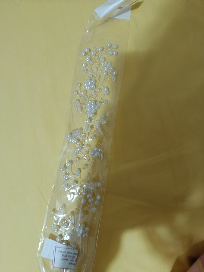 Beyaz Boncuklu Bohem Saç Aksesuarı - Görsel 3