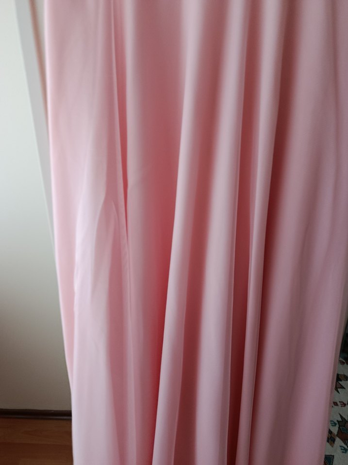 Dantel Detaylı Pembe Midi Abiye Elbise - Görsel 5