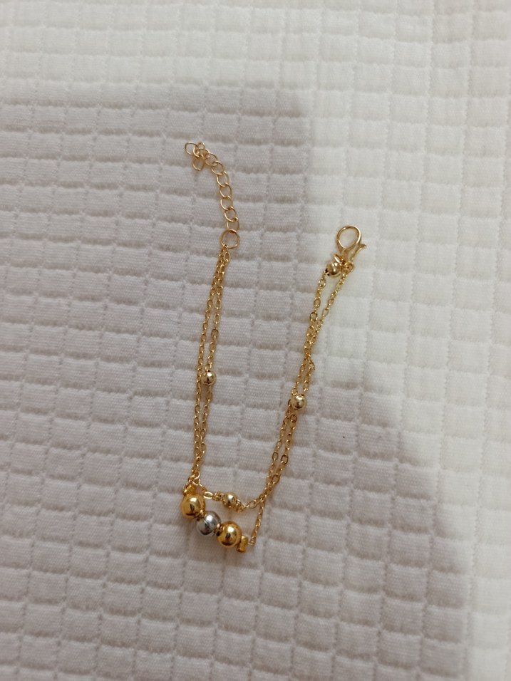 Zincir Detaylı Parlak Altın Kadın Bileklik - Görsel 3