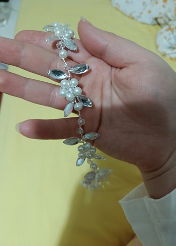 silver Renkli Boncuklu Cam Saç Aksesuarı - Görsel 2