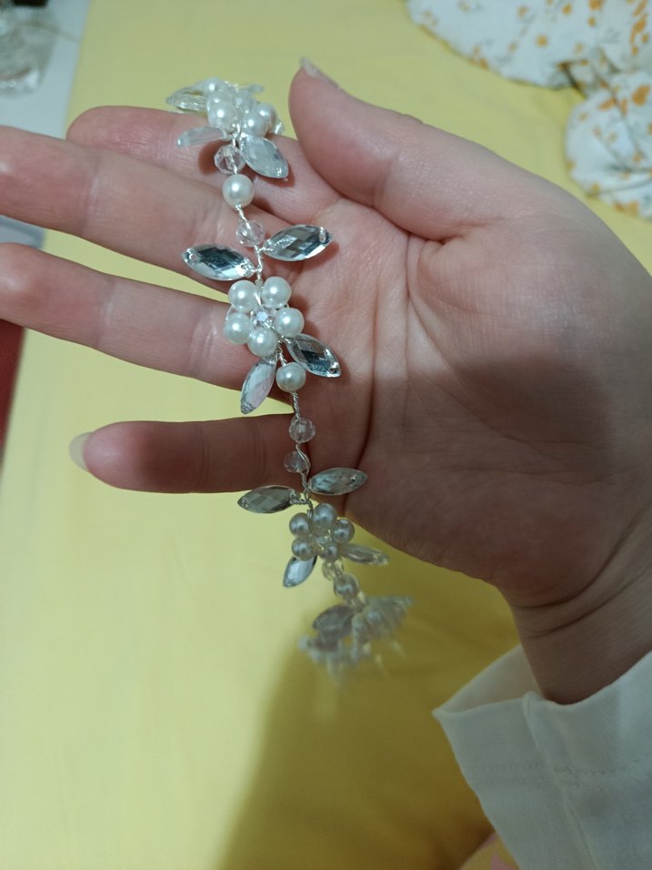 silver Renkli Boncuklu Cam Saç Aksesuarı - Görsel 2