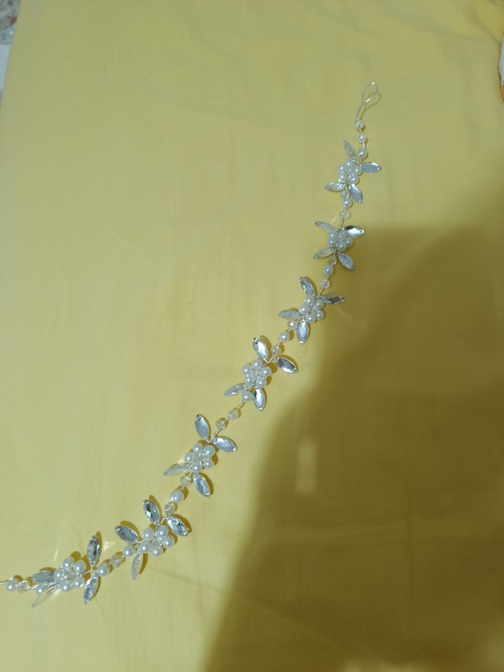 silver Renkli Boncuklu Cam Saç Aksesuarı - Görsel 3