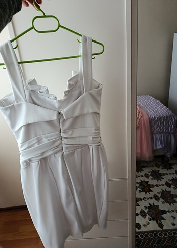 Beyaz Straplez Mini Gelinlik - Görsel 4