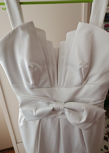 Beyaz Straplez Mini Gelinlik - Görsel 2