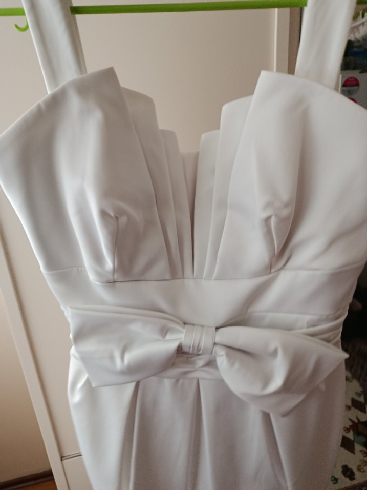 Beyaz Straplez Mini Gelinlik - Görsel 2