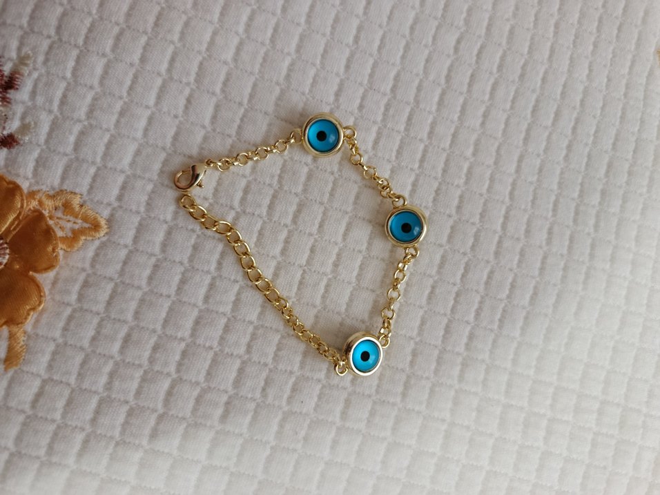 Zincir Detaylı Renkli Nazar Boncuğu Bileklik - Görsel 3