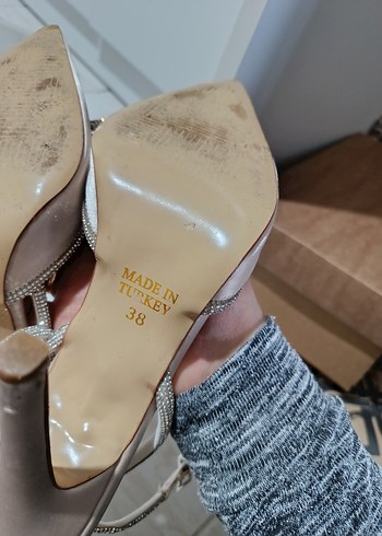 Bej Yılan Desenli Tokalı Stiletto Topuklu Ayakkabı - Görsel 5