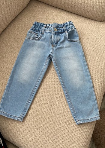 4 Yaş Beden mavi Renk Mavi Düğmeli Erkek Çocuk Denim Pantolon