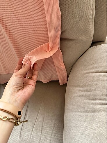 m Beden Collezione pudra pembe, uzun bel, Kısakollu bluz