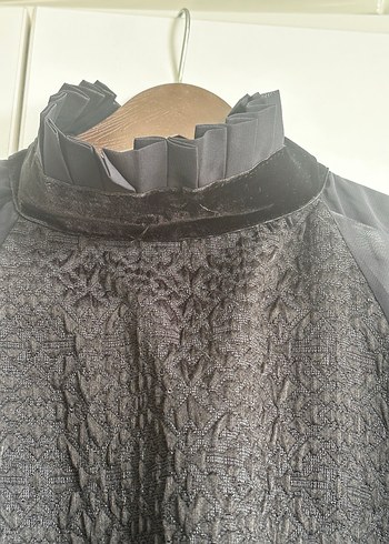 Uzun Kollu, Yüksek Yakalı Siyah Midi Elbise - Görsel 10