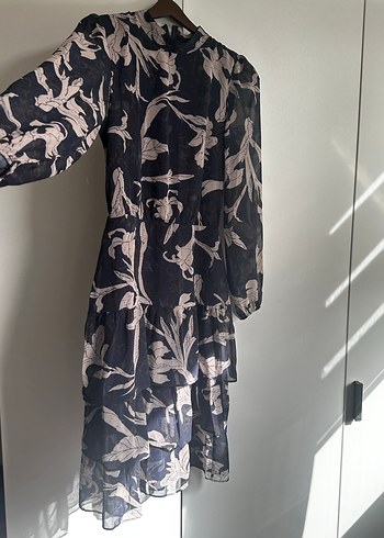 Gri Uzun Kollu Volanlı Bohem Elbise - Görsel 10