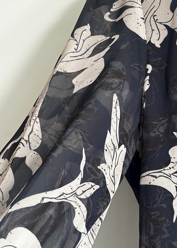 Gri Uzun Kollu Volanlı Bohem Elbise - Görsel 5