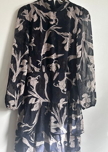 Gri Uzun Kollu Volanlı Bohem Elbise - Görsel 3